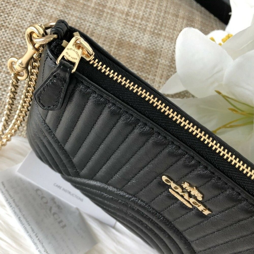 Coach Art Deco Quilted Wristlet Clutch, Black - Picture 4 of 8